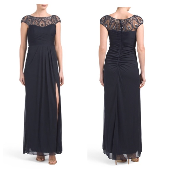 Nordstrom Dresses & Skirts - NWT Xscape Embellished Beaded Navy Gown Dress 4